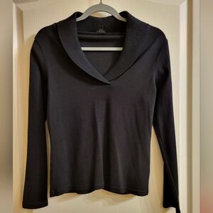NWT Rafaella black shawl collar sweater, size small